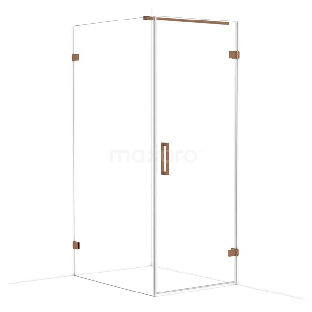 Diamond Shower enclosure | 110x80 cm Shiny copper Clear glass Pivot door Rectangle CDA220811120GKP Glazen douchecabine met koperkleurige details, minimalistisch design, ideaal voor een moderne badkamer.