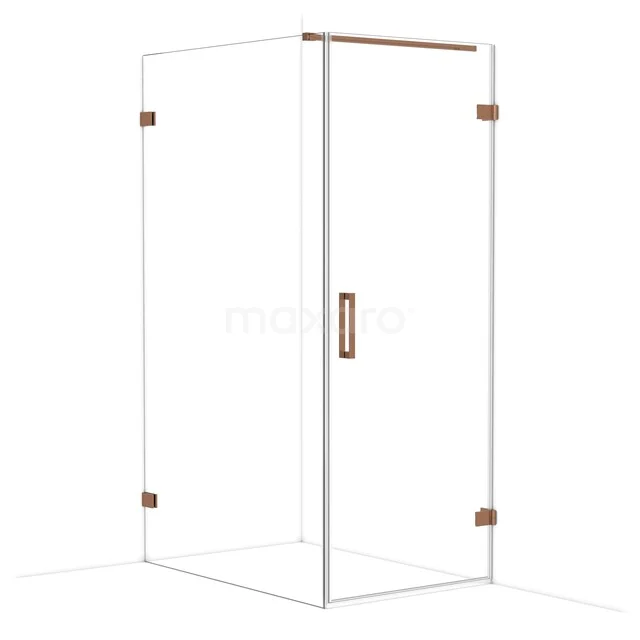 Diamond Shower enclosure | 120x80 cm Shiny copper Clear glass Pivot door Rectangle CDA220812120GKP Douchecabine met hoekinstap, helder glas en stijlvolle koperkleurige details, ideaal voor een moderne badkamer.