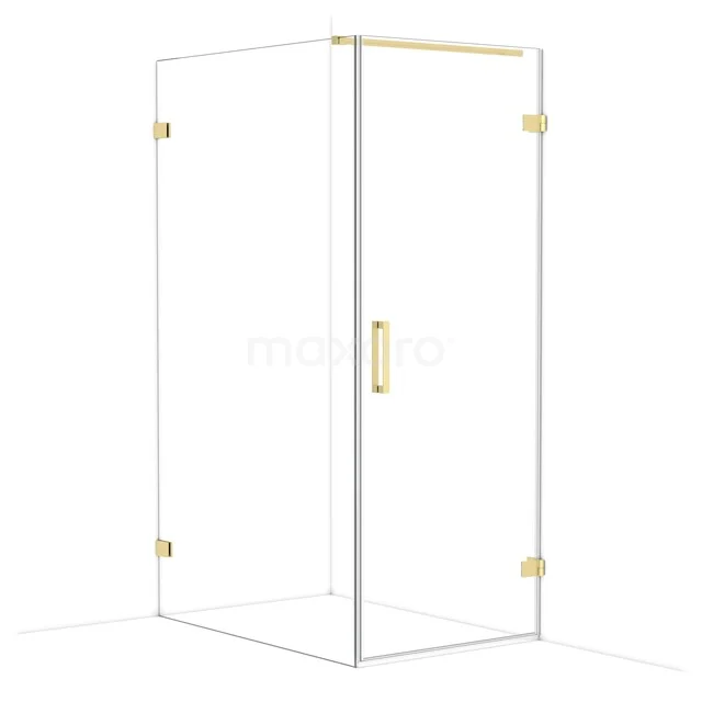 Diamond Shower enclosure | 120x80 cm Light gold Clear glass Pivot door Rectangle CDA220812120LG Glazen douchecabine met goudkleurige accenten, moderne stijl, perfect voor een luxe badkamerinterieur.