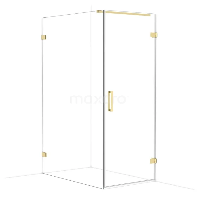 Diamond Shower cabin | 130x80 cm Light gold Clear glass Pivot door Rectangle CDA220813120LG Glass shower cabin with gold-coloured details, rectangular design, ideal for a modern bathroom.