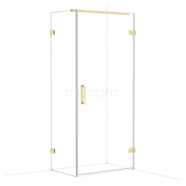 Diamond Shower enclosure | 90x60 cm Glossy light gold Clear glass Pivot door Rectangle CDA220906120GLG Glazen douchecabine met goudkleurige details en minimalistisch design, perfect voor een stijlvolle badkamer.