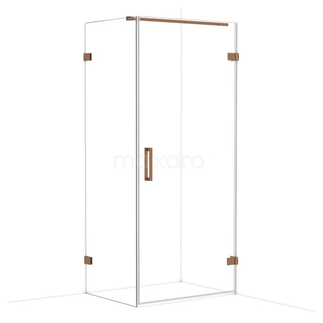 Diamond Shower enclosure | 90x70 cm Shiny copper Clear glass Pivot door Rectangle CDA220907120GKP Glass shower door with copper-coloured details, modern design, ideal for a stylish bathroom.