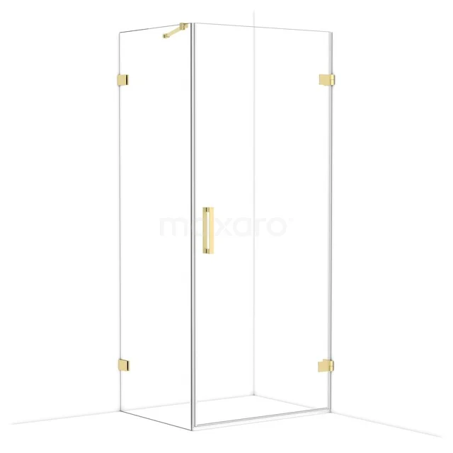 Diamond Shower cabin | 90x70 cm Light gold Clear glass Pivot door Rectangle CDA220907220LG Glass shower cabin with gold-coloured hinges and handle, modern appearance for a stylish bathroom.
