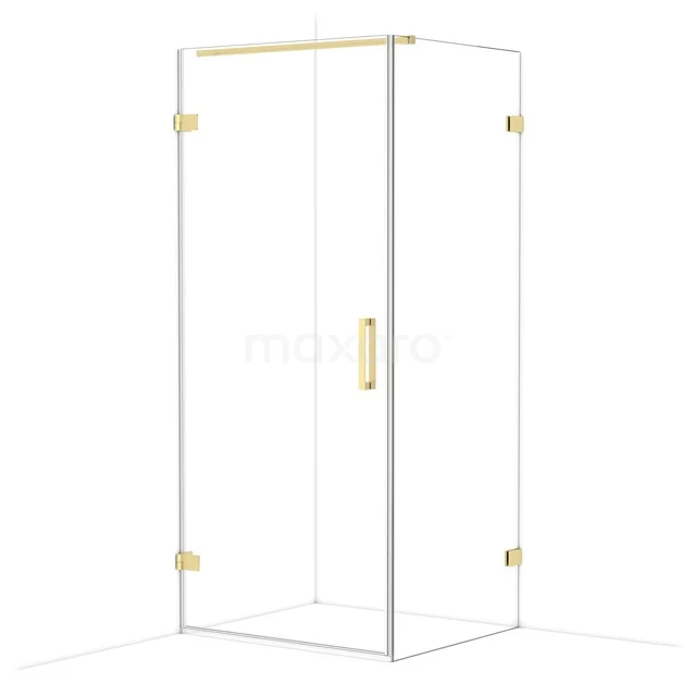 Diamond Douchecabine | 90x80 cm Lichtgoud Helder glas Draaideur Rechthoek CDA220908120LG