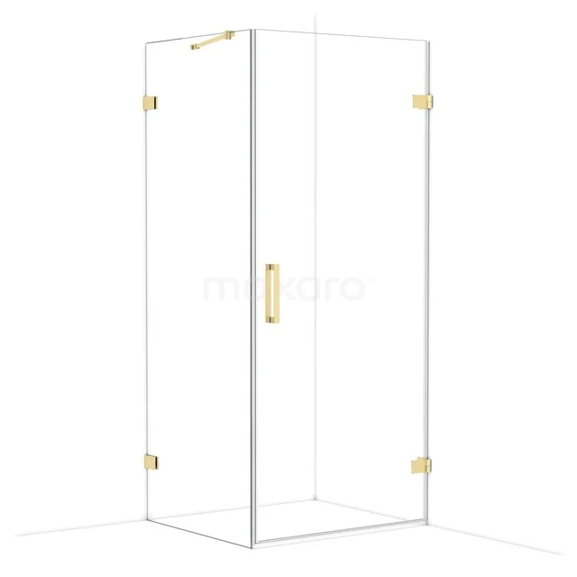 Diamond Duschkabine | 90x80 cm Glänzendes Hellgold Drehtür Rechteck CDA220908220GLG Glas Duschkabine mit goldenen Scharnieren und Haltegriff, minimalistisches Design, perfekt für ein modernes Badezimmer.
