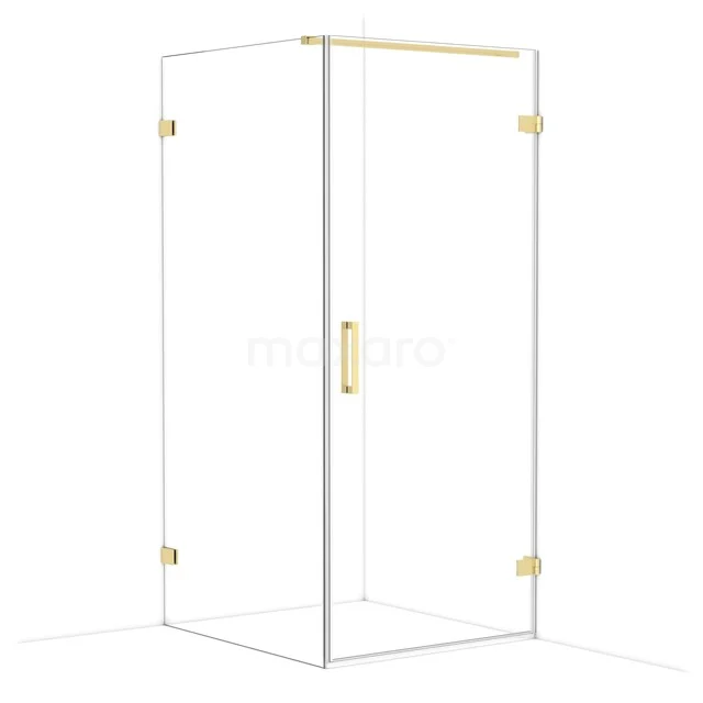 Diamond Shower enclosure | 100x90 cm Light gold Clear glass Pivot door Rectangle CDA220910120LG Glazen douchecabine met goudkleurige details, rechthoekig ontwerp, ideaal voor een stijlvolle badkamerinrichting.
