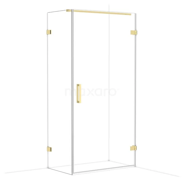 Diamond Duschkabine | 100x60 cm Helles Gold Drehtür Rechteck CDA221006120LG Glas Duschkabine mit goldfarbenen Akzenten, schlankem Design und minimalistischem Stil, perfekt für ein modernes Badezimmer.