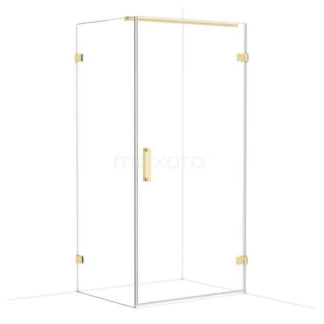 Diamond Douchecabine | 100x80 cm Lichtgoud Helder glas Draaideur Rechthoek CDA221008120LG