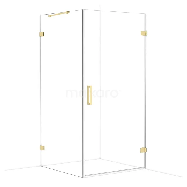 Klaren Gläsern Duschkabine goldfarbige Akzente, rechteckiges Design, moderner Stil für ein luxuriöses Badezimmererlebnis.