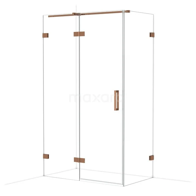 Diamond Shower cabin | 120x70 cm Shiny copper Clear glass Pivot door Rectangle CDB216607320GKP Glass shower cabin with copper-coloured finish and sleek shapes, ideal for a modern bathroom.