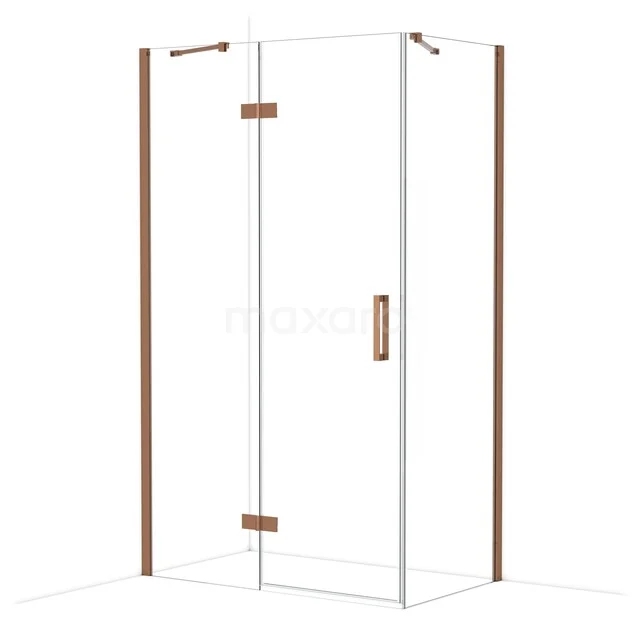 Duschkabine Diamond CDB216607410GKP Duschkabine mit klaren Glaswänden, Holzakzenten und Messingdetails, ideal für einen modernen Badezimmerstil.