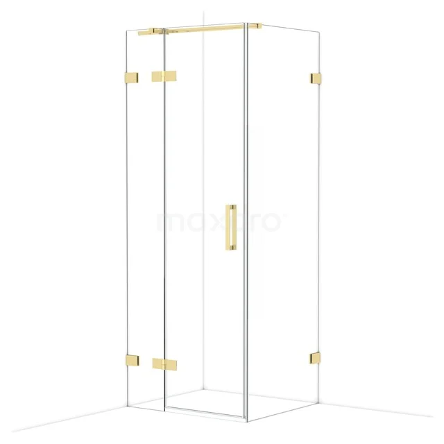 Diamond Shower enclosure | 80x70 cm Shiny light gold Clear glass Pivot door Rectangle CDB213507320GLG Glass shower cabin with golden details and minimalist design, ideal as a luxury addition to any modern bathroom.