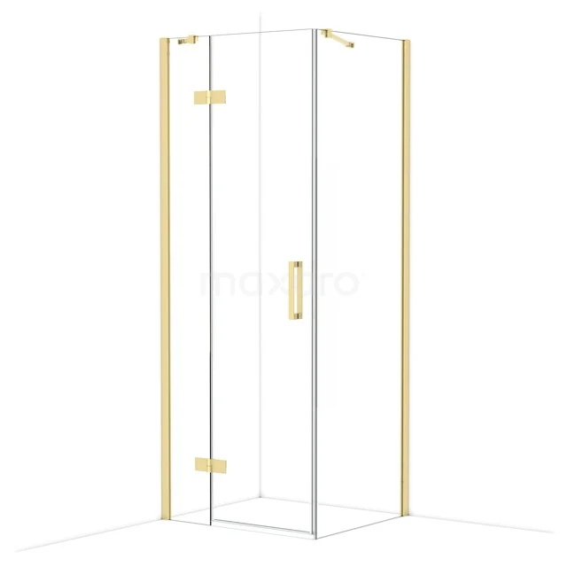 Duschkabine Diamond CDB213507410GLG Eck-Duschkabine mit Glastüren, goldenen Akzenten und minimalistischem Design; ideal für ein luxuriöses Badezimmer.