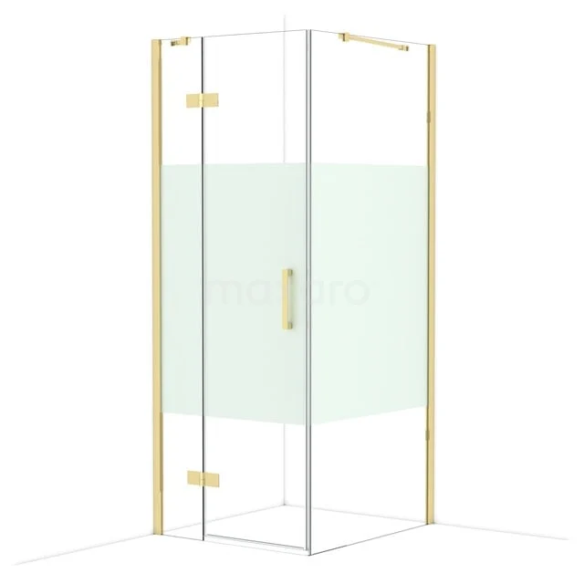 Diamond Douchecabine | 90x80 cm Glanzend lichtgoud Helder met matte strook Draaideur Rechthoek CDB213509413GLG Diamond Douchecabine | 90x80 cm Glanzend lichtgoud Helder met matte strook Draaideur Rechthoek CDB213509413GLG