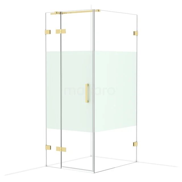 Diamond Douchecabine | 100x80 cm Glanzend lichtgoud Helder met matte strook Draaideur Rechthoek CDB213510323GLG Diamond Douchecabine | 100x80 cm Glanzend lichtgoud Helder met matte strook Draaideur Rechthoek CDB213510323GLG