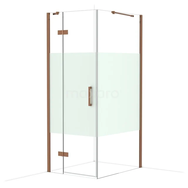 Diamond Duschkabine | 100x80 cm Glänzendes Kupfer Drehtür Rechteck CDB213510413GKP Duschkabine mit Eckeingang, Glas mit matter Leiste, kupferfarbene Profile. Perfekt für einen modernen Badezimmerstil.