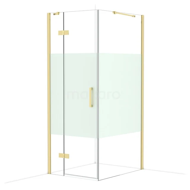 Diamond Douchecabine | 100x80 cm Glanzend lichtgoud Helder met matte strook Draaideur Rechthoek CDB213510413GLG Diamond Douchecabine | 100x80 cm Glanzend lichtgoud Helder met matte strook Draaideur Rechthoek CDB213510413GLG