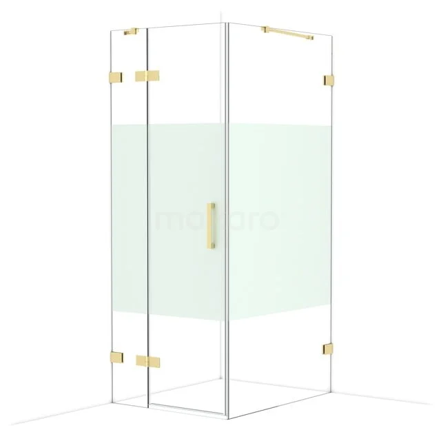 Diamond Douchecabine | 100x80 cm Glanzend lichtgoud Helder met matte strook Draaideur Rechthoek CDB213510423GLG Diamond Douchecabine | 100x80 cm Glanzend lichtgoud Helder met matte strook Draaideur Rechthoek CDB213510423GLG