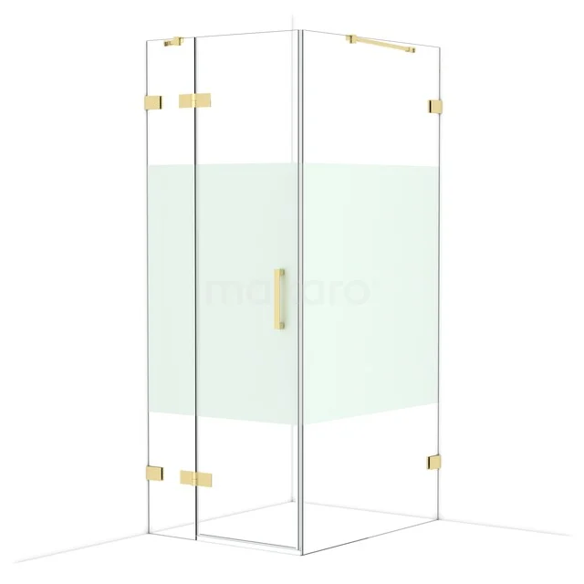 Glas Duschkabine mit Gold Scharnieren, minimalistisches Design, ideal für ein modernes Badezimmer.