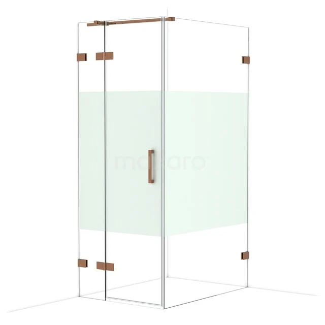 Glas Duschkabine mit mattem Teil und goldenen Scharnieren, modernes Design, ideal für ein stilvolles Badezimmer.