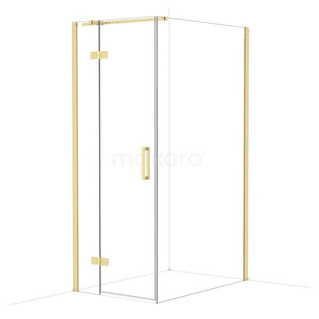Diamond Duschkabine | 120x80 cm Glänzendes Hellgold Drehtür Rechteck CDB213512310GLG Glas Duschkabine mit goldfarbenen Details, luxuriöses Design für stilvolle Bäder.