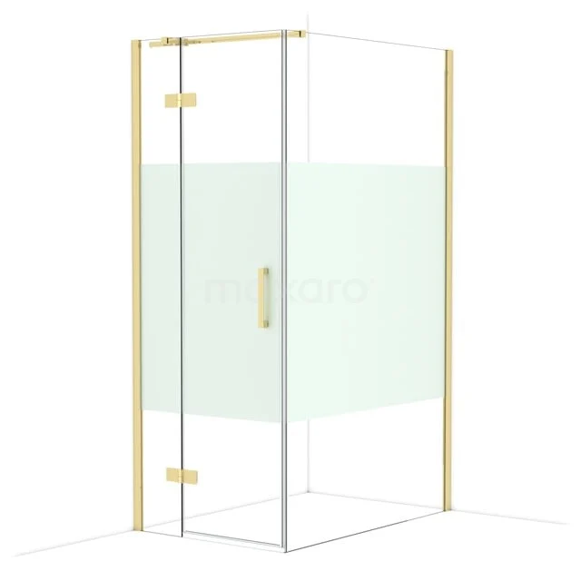 Diamond Douchecabine | 120x80 cm Glanzend lichtgoud Helder met matte strook Draaideur Rechthoek CDB213512313GLG Diamond Douchecabine | 120x80 cm Glanzend lichtgoud Helder met matte strook Draaideur Rechthoek CDB213512313GLG