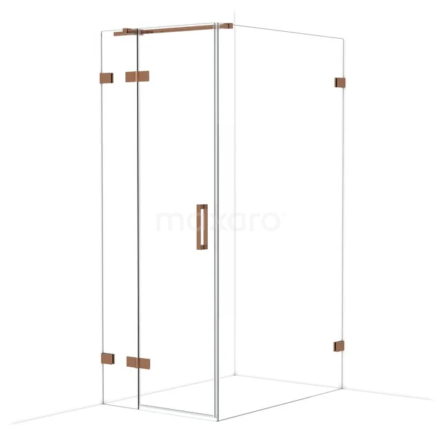 Diamond Duschkabine | 120x80 cm Glänzendes Kupfer Drehtür Rechteck CDB213512320GKP Duschkabine mit Eckeinstieg, transparentem Glas, messing Scharnieren und Haltegriff, perfekt für ein modernes Badezimmer.