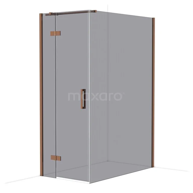 Diamond Shower enclosure | 140x80 cm Shiny copper Smoke glass Pivot door Rectangle CDB213514311GKP Glazen douchecabine met bronskleurige accenten, minimalistisch design, ideaal voor een moderne badkamer.