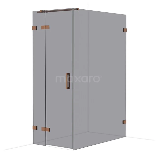 Diamond Shower cabin | 140x80 cm Shiny copper Smoke glass Pivot door Rectangle CDB213514321GKP Glass shower cabin with copper details, rectangular design, perfect for a modern bathroom style.