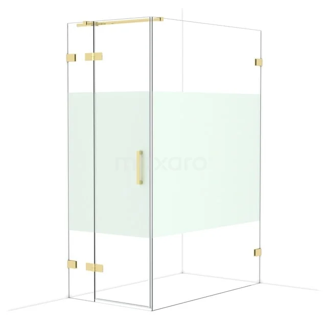 Diamond Douchecabine | 140x80 cm Glanzend lichtgoud Helder met matte strook Draaideur Rechthoek CDB213514323GLG Diamond Douchecabine | 140x80 cm Glanzend lichtgoud Helder met matte strook Draaideur Rechthoek CDB213514323GLG