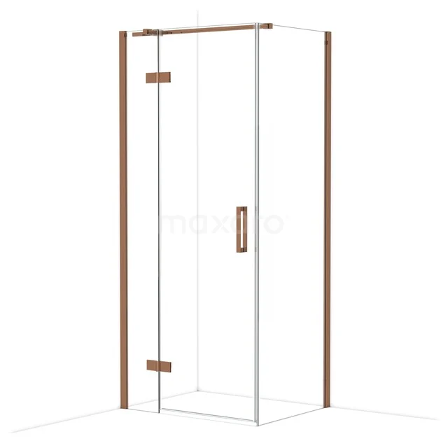 Diamond Duschkabine | 90x70 cm Glänzendes Kupfer Drehtür Rechteck CDB213607310GKP Duschkabine mit transparentem Glas und kupferfarbenen Akzenten, modernes Design ideal für stilvolle Bäder.