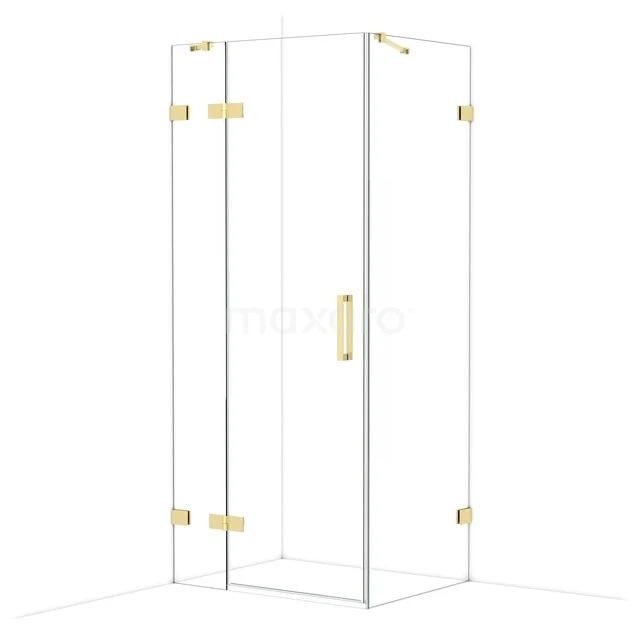 Diamond Duschkabine | 90x70 cm Glänzendes Hellgold Drehtür Rechteck CDB213607420GLG Glas Duschkabine mit goldfarbenen Akzenten, Eckmodell, ideal für eine stilvolle Badezimmer Einrichtung.