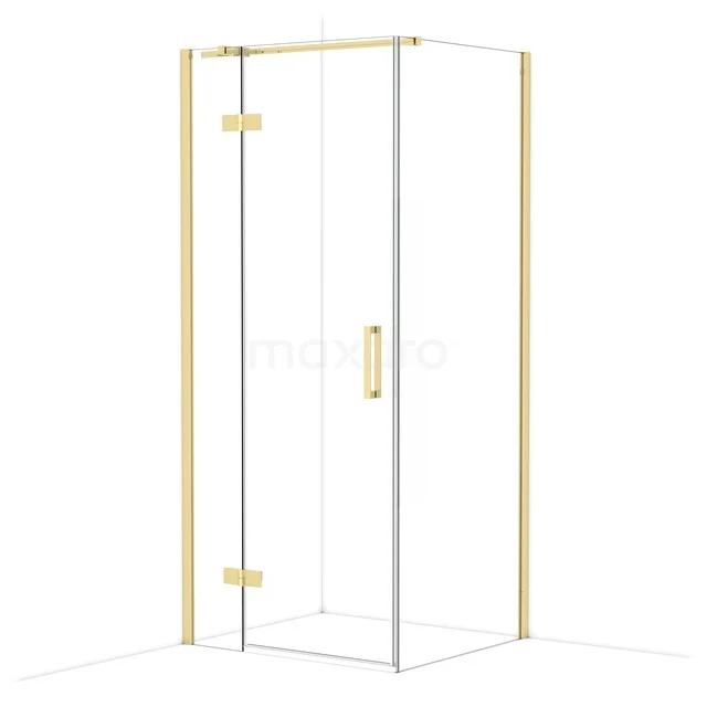Diamond Douchecabine | 90x80 cm Glanzend lichtgoud Helder glas Draaideur Rechthoek CDB213608310GLG