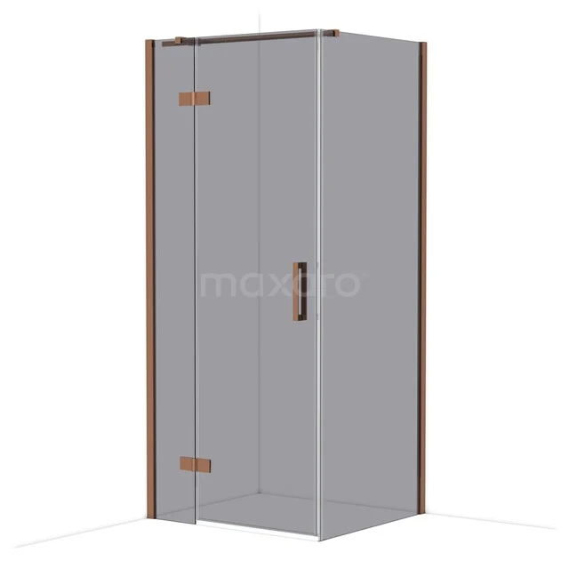 Diamond Douchecabine | 90x80 cm Glanzend koper Rookglas Draaideur Rechthoek CDB213608311GKP