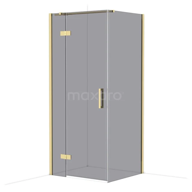 Diamond Shower cabin | 90x80 cm Shiny light gold Smoke glass Pivot door Rectangle CDB213608311GLG Glass shower cabin with gold accents, corner-shaped design, perfect for a stylish bathroom.