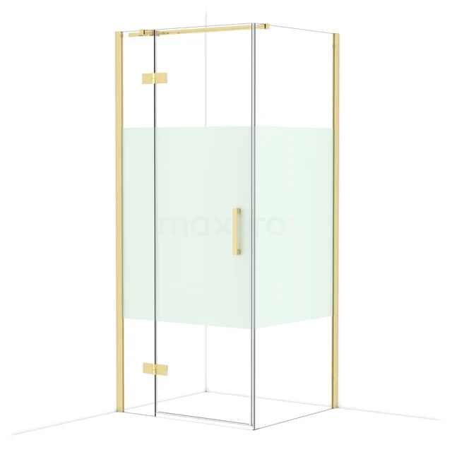 Diamond Douchecabine | 90x80 cm Glanzend lichtgoud Helder met matte strook Draaideur Rechthoek CDB213608313GLG Diamond Douchecabine | 90x80 cm Glanzend lichtgoud Helder met matte strook Draaideur Rechthoek CDB213608313GLG