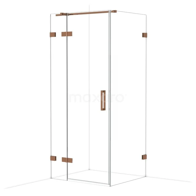 Diamond Douchecabine | 90x80 cm Glanzend koper Helder glas Draaideur Rechthoek CDB213608320GKP