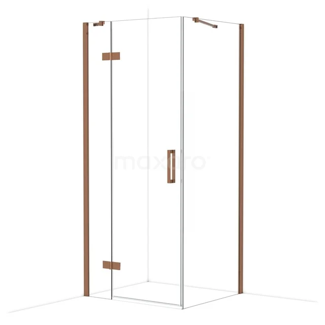 Diamond Douchecabine | 90x80 cm Glanzend koper Helder glas Draaideur Rechthoek CDB213608410GKP