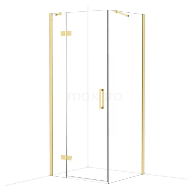 Diamond Douchecabine | 90x80 cm Glanzend lichtgoud Helder glas Draaideur Rechthoek CDB213608410GLG