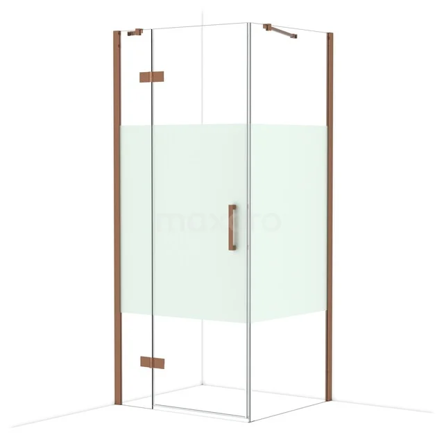 Diamond Douchecabine | 90x80 cm Glanzend koper Helder met matte strook Draaideur Rechthoek CDB213608413GKP Diamond Douchecabine | 90x80 cm Glanzend koper Helder met matte strook Draaideur Rechthoek CDB213608413GKP