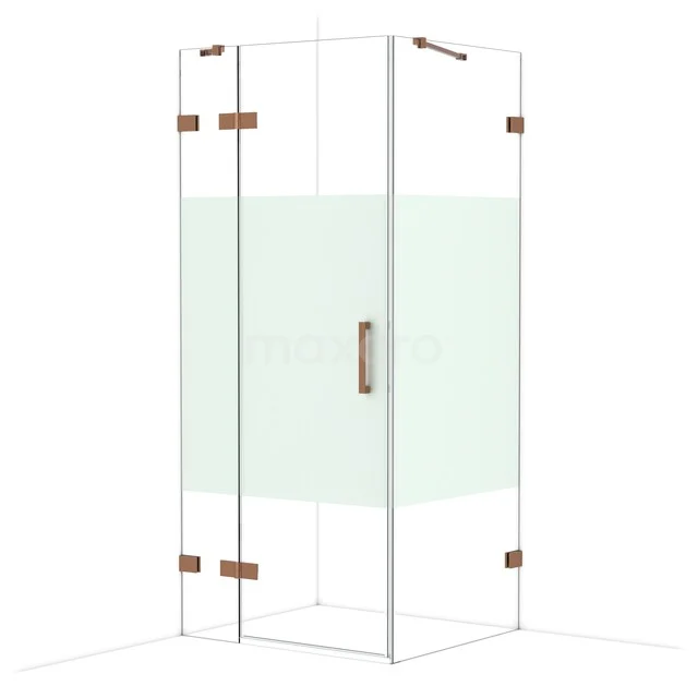 Diamond Douchecabine | 90x80 cm Glanzend koper Helder met matte strook Draaideur Rechthoek CDB213608423GKP Diamond Douchecabine | 90x80 cm Glanzend koper Helder met matte strook Draaideur Rechthoek CDB213608423GKP