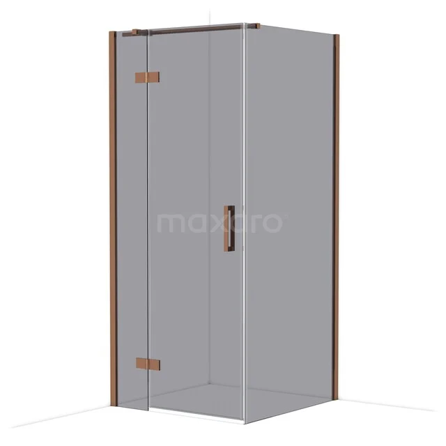 Diamond Douchecabine | 90x90 cm Glanzend koper Rookglas Draaideur Vierkant CDB213609311GKP