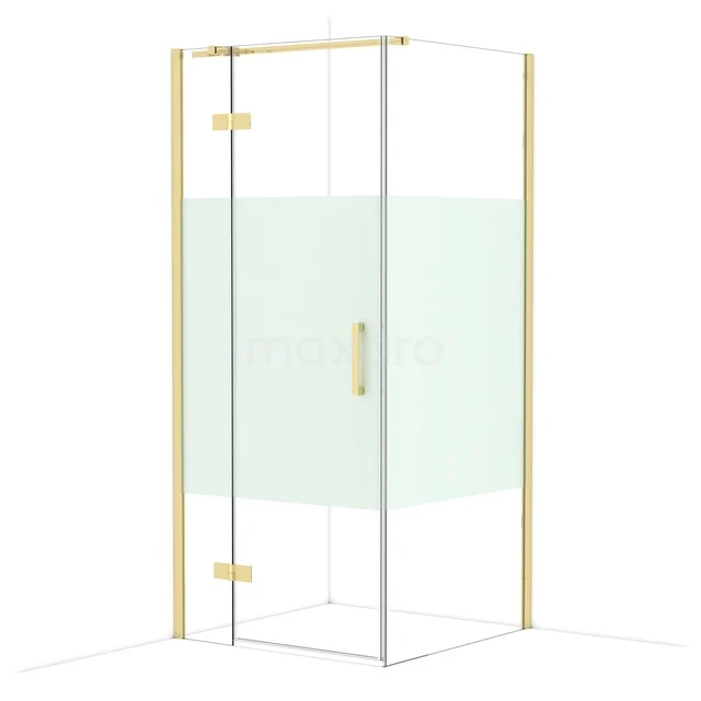 Duschkabine rechteckig, goldfarbenes Gestell, mattglas Details, modernes Design für stilvolle Badezimmer Einrichtung.