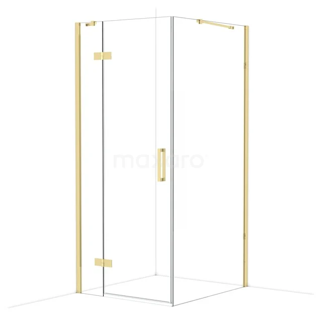 Duschkabine mit goldenen Akzenten, eckiges Design, Klarglas, ideal als stilvolle Ergänzung zu deinem luxuriösen Badezimmer.