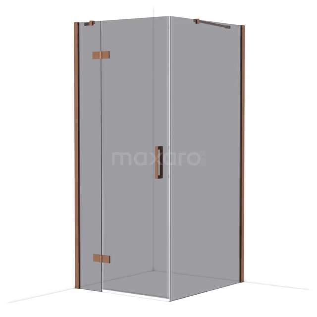 Diamond Shower cabin | 100x90 cm Shiny copper Smoke glass Pivot door Rectangle CDB213610411GKP Glass shower cabin with corner entry, bronze-coloured hinges and handle, ideal for a modern bathroom style.