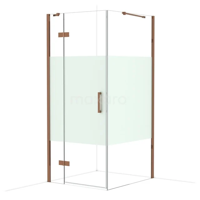 Duschkabine Diamond CDB213610413GKP Glas Duschkabine mit Kupferakzenten, Eckmodell mit klaren Scheiben und einem matten Mittelteil für zusätzliche Privatsphäre.