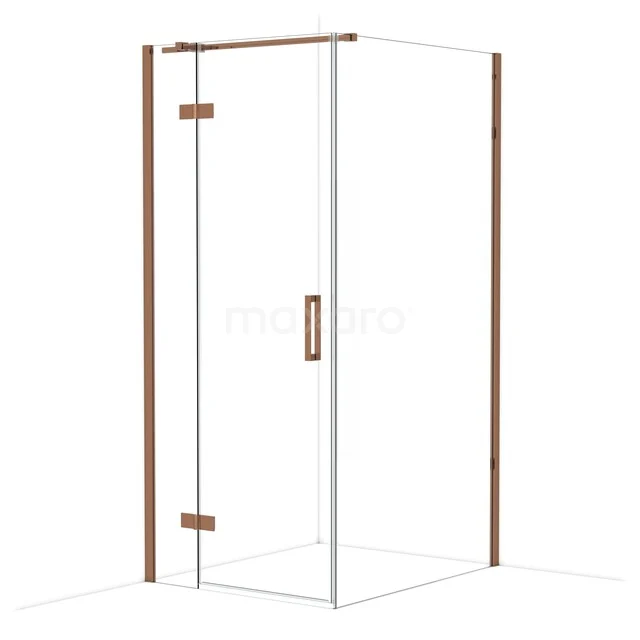 Diamond Douchecabine | 110x90 cm Glanzend koper Helder glas Draaideur Rechthoek CDB213611310GKP