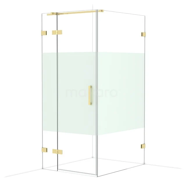 Diamond Douchecabine | 110x90 cm Glanzend lichtgoud Helder met matte strook Draaideur Rechthoek CDB213611323GLG Diamond Douchecabine | 110x90 cm Glanzend lichtgoud Helder met matte strook Draaideur Rechthoek CDB213611323GLG