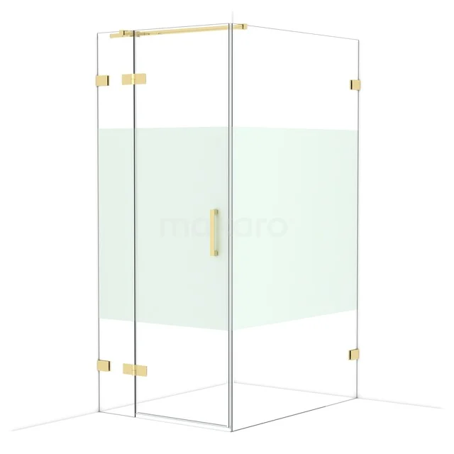 Glas Duschkabine mit Goldakzenten, rechteckiges Design, ideal für moderne Badezimmergestaltung.
