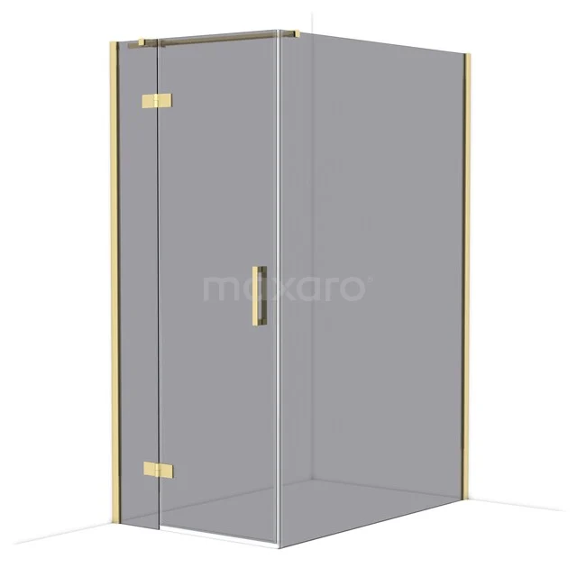 Diamond Douchecabine | 140x90 cm Glanzend lichtgoud Rookglas Draaideur Rechthoek CDB213614311GLG